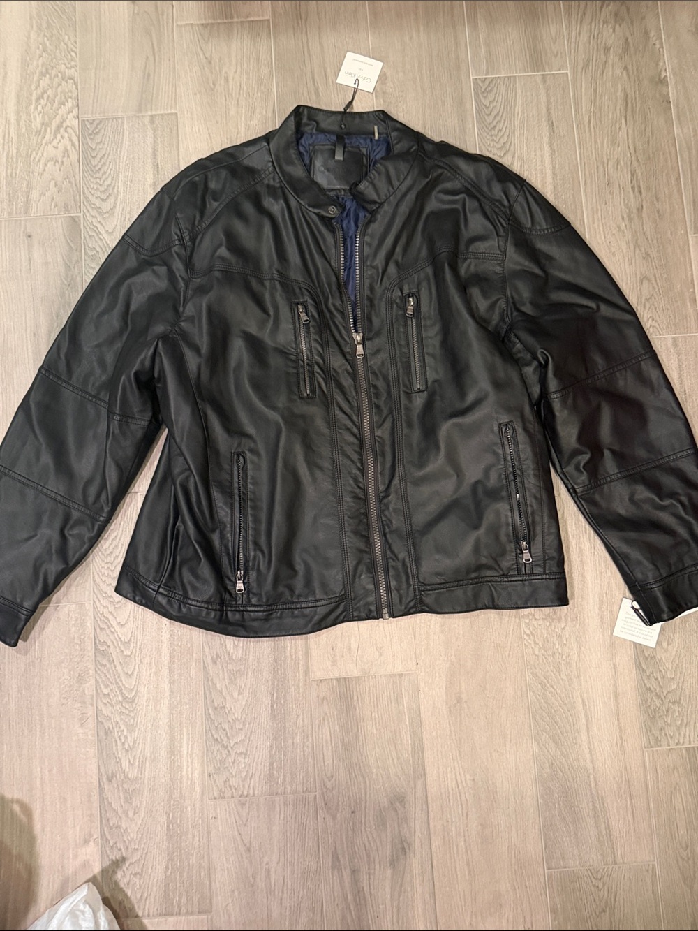 Calvin Klein Men's Black Leather Jacket Size XXL NWT - Picture 1 of 5